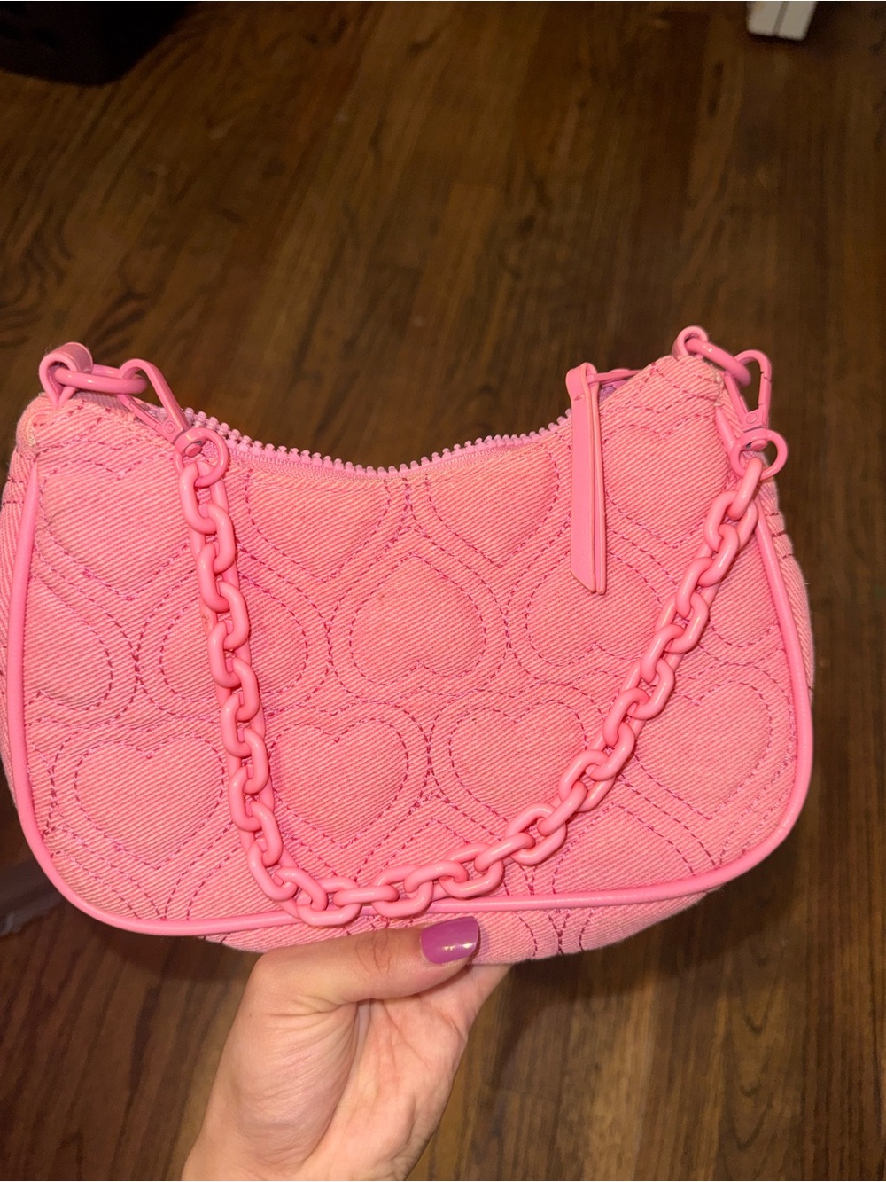 Madden Girl Pink Heart-Quilted Mini Shoulder Bag - Picture 3 of 4